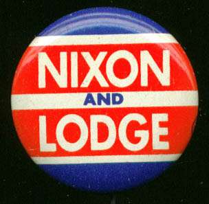 Nixon & Lodge pinback campaign button 1960  