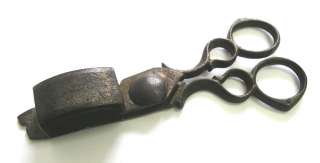 ANTIQUE CANDLE SNUFFER SCISSORS c1700s FORGED STEEL  