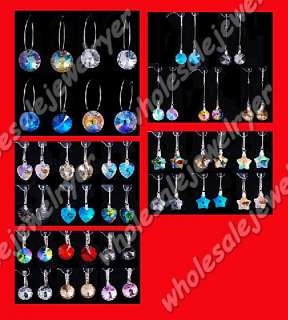 wholesale60pair 5style crystal glass dangle Earring  