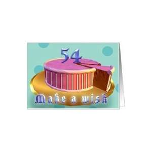  girl cake golden plate 54 years old birthday cake Card: Toys & Games
