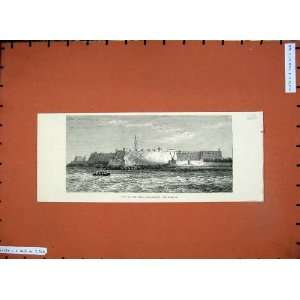 1881 View Fort St Sebastian Mozambique Africa Boat Sea  