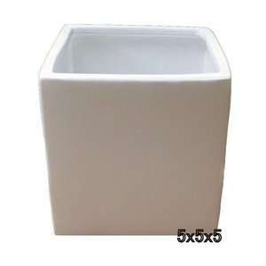  Ceramic Cube Vase 5x5x5   White: Home & Kitchen