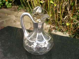   Overlay Glass Pitcher Jug Decanter Perfume Bottle Art Nouveau  