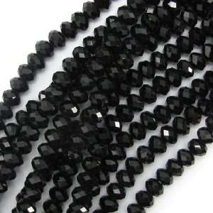   : 4x6mm faceted crystal rondelle beads 11 black jet: Home & Kitchen