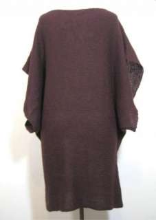 CABI Womens Burgundy Brown Wool Blend Short Sleeve Tunic Sweater sz L 