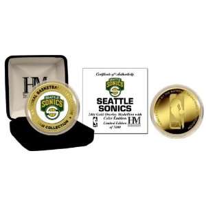SEATTLE SUPERSONICS 24KT Gold and Color Team Logo Coin