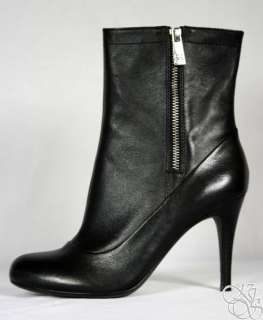 COACH Bethie Black Smooth Nappa Leather Sig C Womens Ankle Boots A7342 