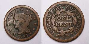1844 Large Cent 13A 6  