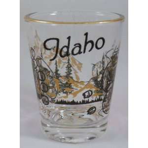   Idaho Wilderness Elk & Bear w/ Gold Rim Shot Glass
