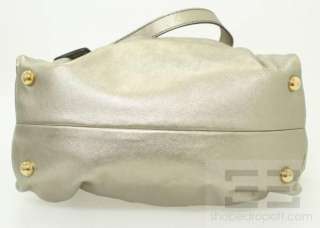 Valentino Light Gold Pleated Leather Studded Vanite Dome Handbag 