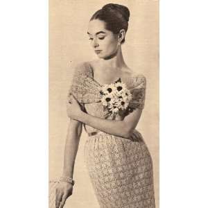 Vintage Crochet PATTERN to make   Lacy Motif Sheath Dress Formal. NOT 
