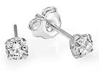 Clear 3 mm Round Cubic Zirconia Stud Earrings .925 Sterling Silver 