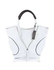 BARBARA MILANO Italian White Leather Designer Tote Handbag