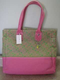 NWT TOMMY HILFIGER Pink & Green BEACH TOTE/BAG Cute!!  