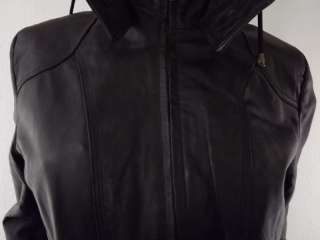 womens leather jacket Chadwicks black M hooded  