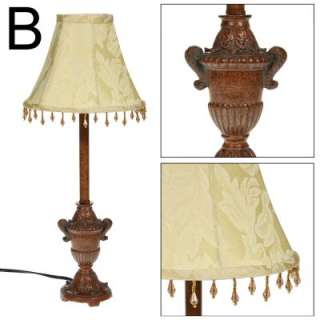 Set of 2 Urn Buffet Lamps Home Décor Resin Accent Lights w Fabric 