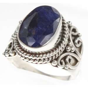   925 Sterling Silver SYNTHETIC SAPPHIRE Ring, Size 7.5, 7.74g: Jewelry