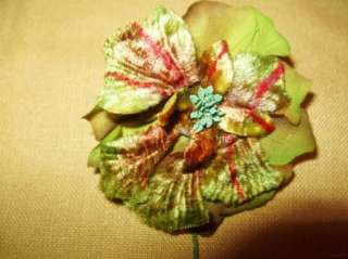 Vintage Millinery Hat Flowers Victorian Sage Green Velvet Moss Rose 
