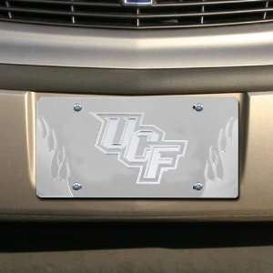  NCAA UCF Knights Silver Mirrored Flame License Plate 