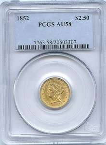 1852 Gold $2.50 Quarter Eagle PCGS AU 58  