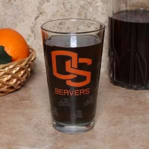  Oregon State Beavers 16oz. Etched Pint Glass Sports 