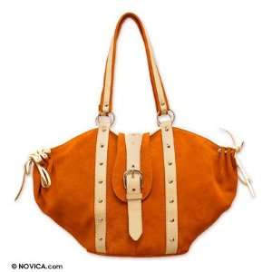  Leather handbag, Orange Spice (large)