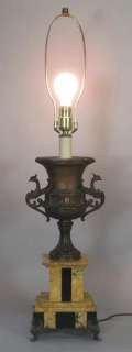   French Empire Urn w/ Marble Base Mounted as Lamp c. 1900  
