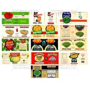 Set Of 13 Miniature Food Labels (1920s 1940s)  