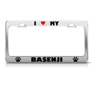  Basenji Paw Love Heart Dog license plate frame Stainless 