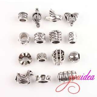30 Mixed Style & Shape Silver Tone Spacer Beads 151624  