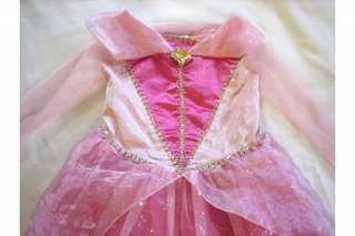 Disney Store Princess AURORA SLEEPING BEAUTY Costume DRESS sz: s 5 6 