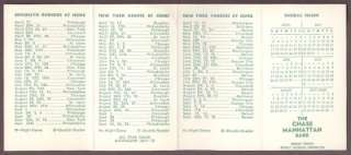    1955 New York Yankees Giants Dodgers Pocket Schedule SHARP  
