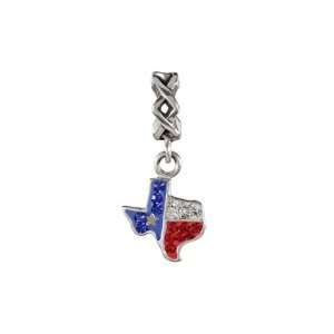  SilveRado(tm) MUS011 Bling Texas Flag Bead / Charm 