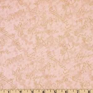   Tranquil Moments Script Pink Fabric By The Yard: Arts, Crafts & Sewing