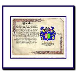  Blanchot Coat of Arms/ Family History Wood Framed