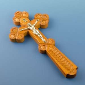  Hand Carved Wooden Wall Cross, Crucifix: Home & Kitchen
