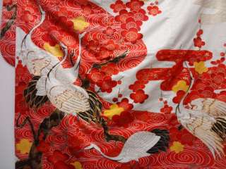 4449# Japanese KIMONO BLEND / VINTAGE WEDDING FURISODE / EMBROIDERY 