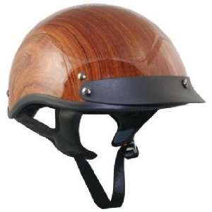 DOT Outlaw Brown Wood Grain Motorcycle Half Helmet Sz XL  