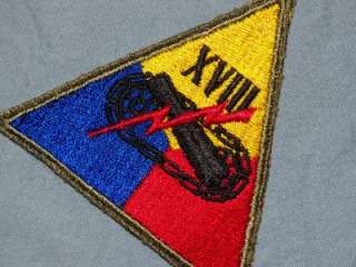 PATCH WW2 US ARMY XVIII ARMOR CORPS VARIATIOON RARE AS REMOVED 