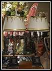 Superb Pair Antique Empire Bronze Candelabra Lamps w Gilded Parchment 