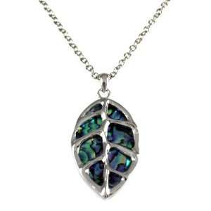 Wild Pearle Genuine Abalone Shell Large Leaf Charm Necklace ~ Comes 