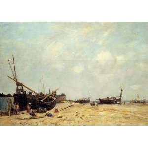   Fishing Boats Aground and at Sea, By Boudin Eugène  Home & Kitchen