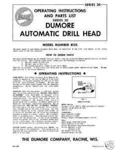 Dumore Series 20 Model 8135 Automatic Drill Head Manual  