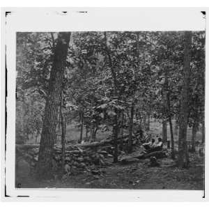   . Federal breastworks in the wods on Culps Hill