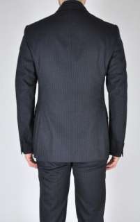 Armani Collezioni Dark Blue Striped Double Breasted Wool Suit US 42 EU 