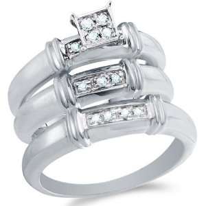  Size 8   10K White Gold Diamond Mens and Ladies His & Hers 