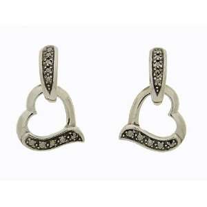  925 Sterling Silver Marcasite Heart Drop Earrings Jewelry