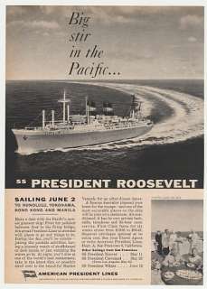 1962 American President Line SS Roosevelt Ship Photo Ad  