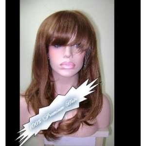    100% INDIAN REMY HUMAN HAIR 20 FRONT LACE WIG WITH BANGS: Beauty