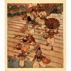  1907 Print Edmund Dulac Persian Palace Banquet Food 